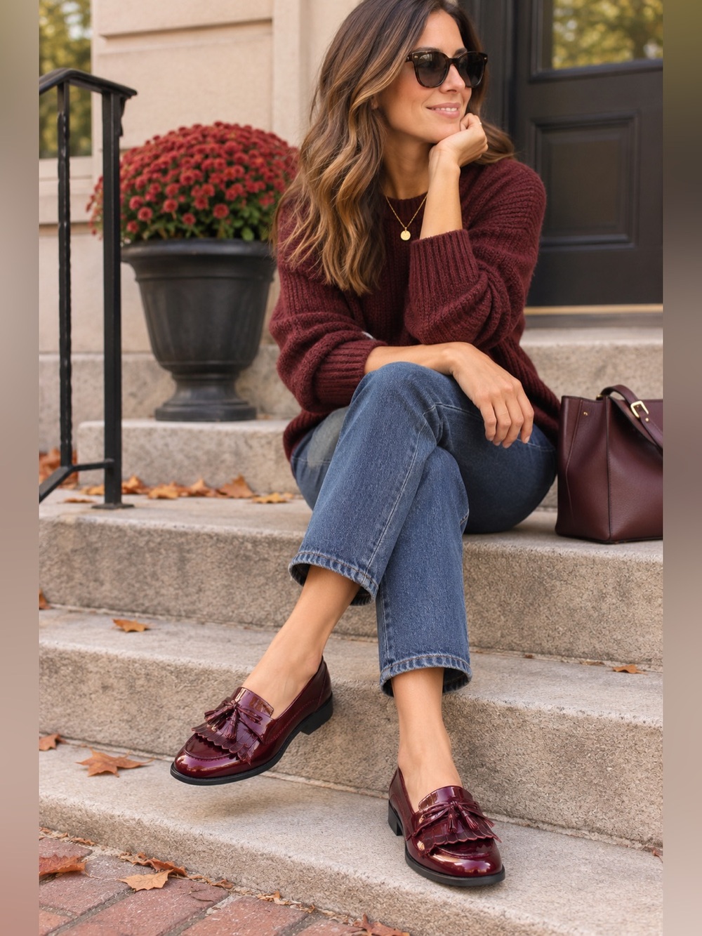 Hotter Shipley Burgundy Patent Kiltie Tassel Loafers Women’s 8.5 EU 40
